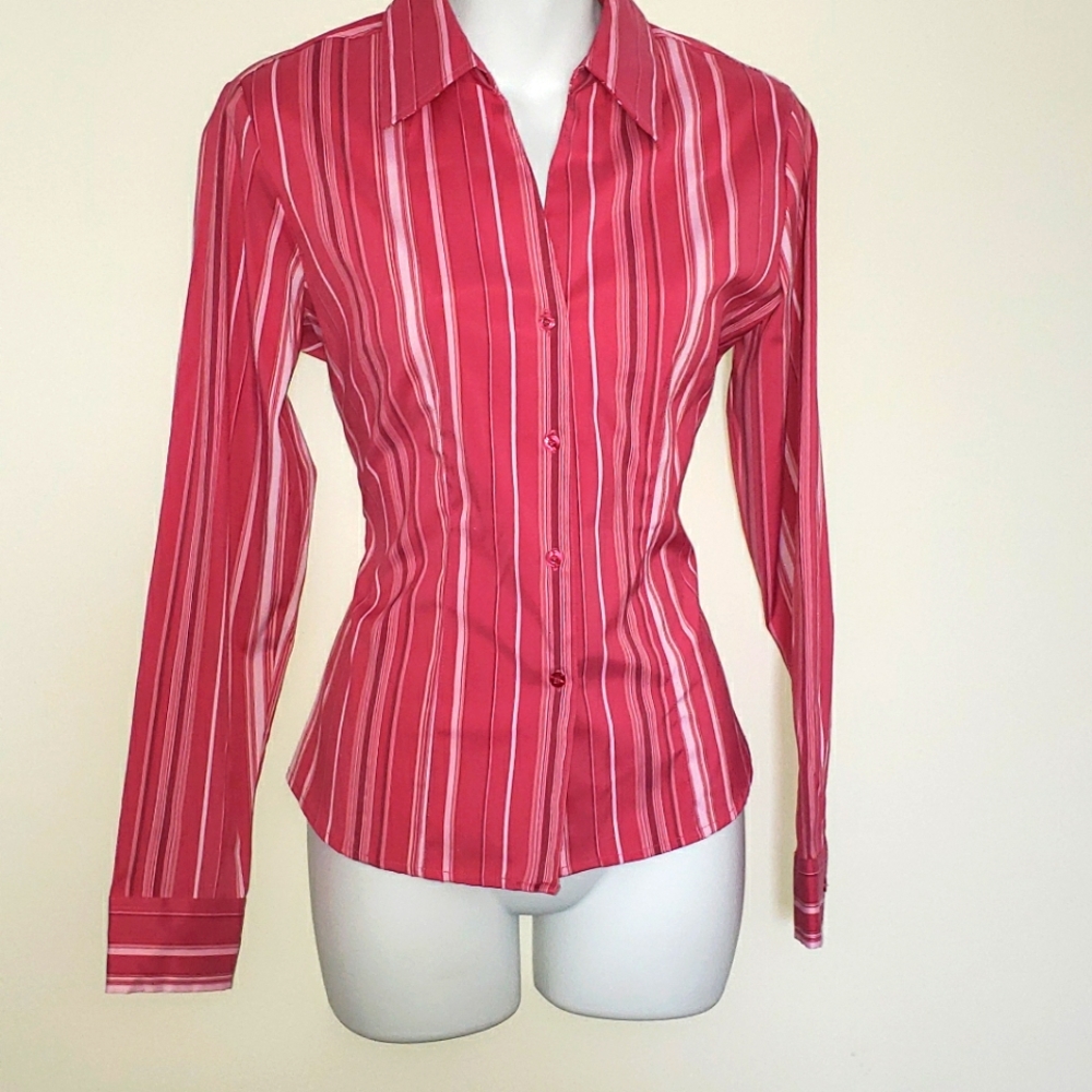 Long sleeve pink and white strips shirt
